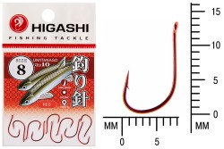 Крючок Higashi Umitanago ringed №8 Red (10 шт)