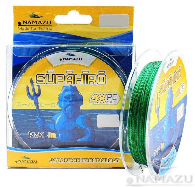 Шнур плетеный Namazu Supahiro 4Х, 100 м, 0,26 мм, до 14,94 кг, мох NSH100-0,26