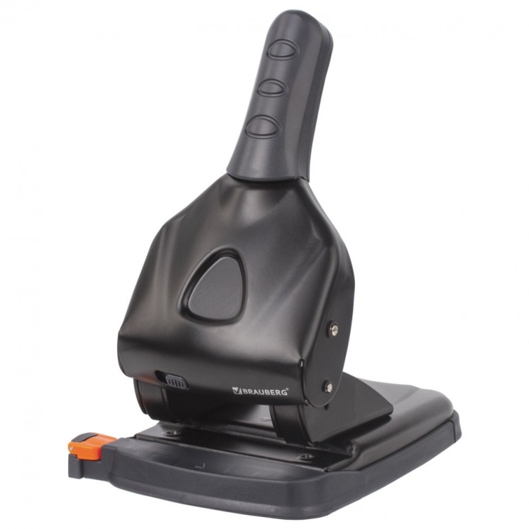 Дырокол металлический мощный Brauberg "Heavy duty" до 65 л, эргономичный, черный 228496