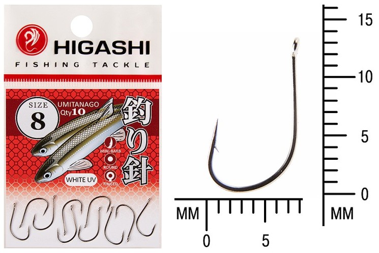 Крючок Higashi Umitanago ringed №8 White UV (10 шт)