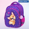 Рюкзак Brauberg Optima, 2 отделения, с брелоком, I love corgi, 3D-панель, 36х27х18 см, 271360
