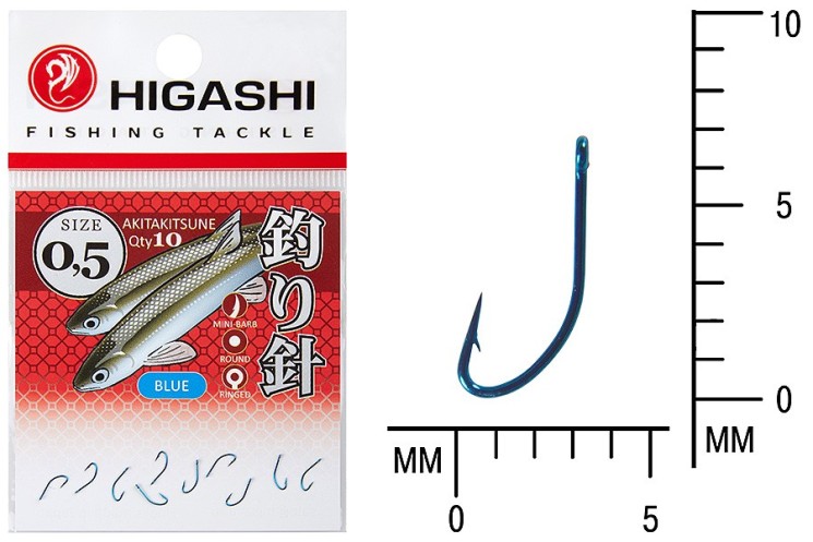 Крючок Higashi Akitakitsune ringed №0,5 Green (10 шт)