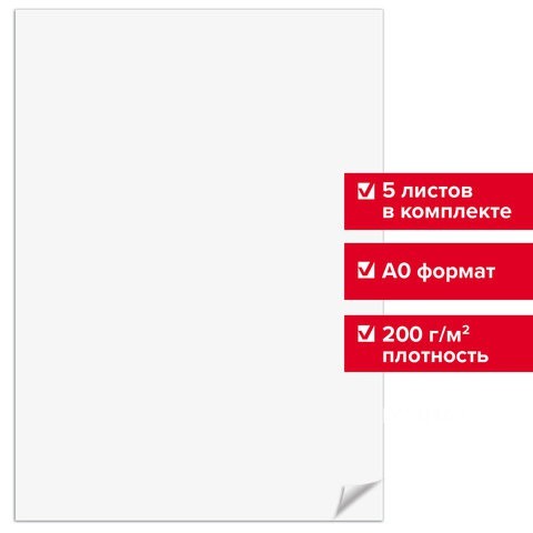 Ватман А0 Brauberg ГОЗНАК С-Пб 200 г/м2, 5 листов 126310