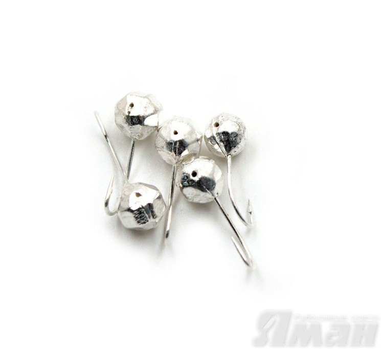 Мормышка Яман шар с отв., цвет Silver Plated, d 6, гран. (5 шт.) Я-МР120
