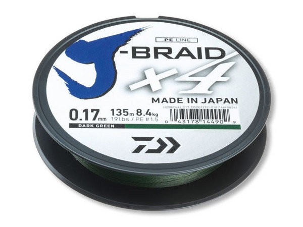Леска плетеная Daiwa J-Braid X4 270мм 0,19мм (10,2кг) зеленая