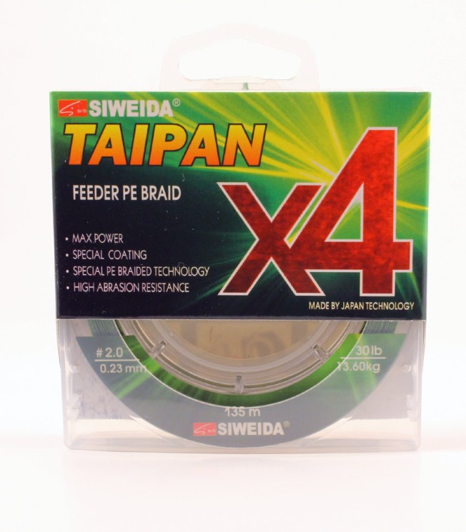 Леска плетеная Siweida Taipan Feeder Braid X4 135м 0,23мм (13,60кг) темно-зеленая