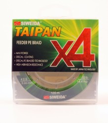 Леска плетеная Siweida Taipan Feeder Braid X4 135м 0,26мм (14,41кг) темно-зеленая