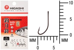 Крючок Higashi Akitakitsune ringed №1 Black UV (10 шт)