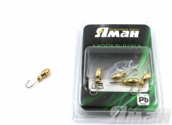 Мормышка Яман щелкун с отв., цвет Gold Plated (5 шт.) Я-МР34