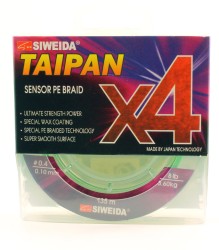 Леска плетеная Siweida Taipan Sensor PE Braid X4 135м 0,10мм (3,60кг) ярко-зеленая