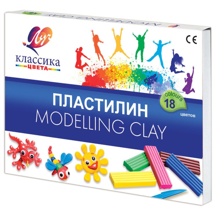 Пластилин классический Луч Классика 18 цветов 360 г со стеком 20С 1330-08