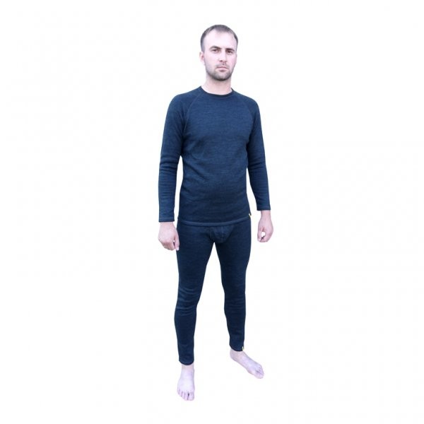 Термобелье комплект до -33 (рубашка+штаны) Thermo-Merino, с шерстью мериносов, темно-серый, Helios