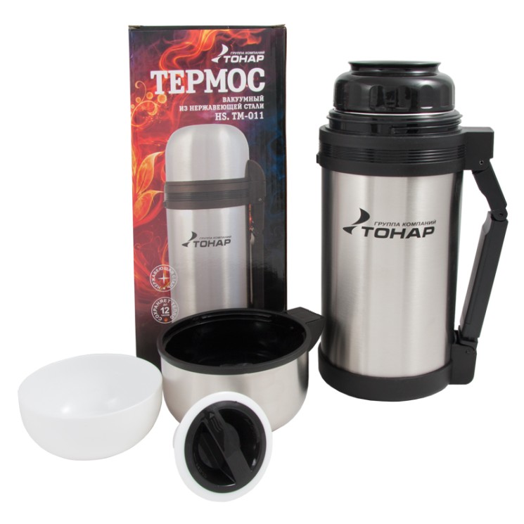 Термос с ручкой и широким горлом, 1/1,2/1,5/1,8 литра Тонар