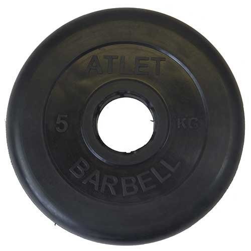 Блин для штанги обрезиненный MB Atlet d-51 5 кг