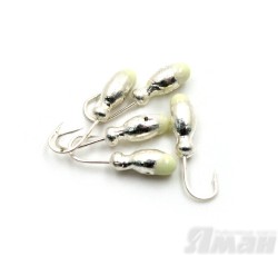 Мормышка Яман щелкун с отв., цвет Silver Plated, с фосф. пяткой (5 шт.) Я-МР137