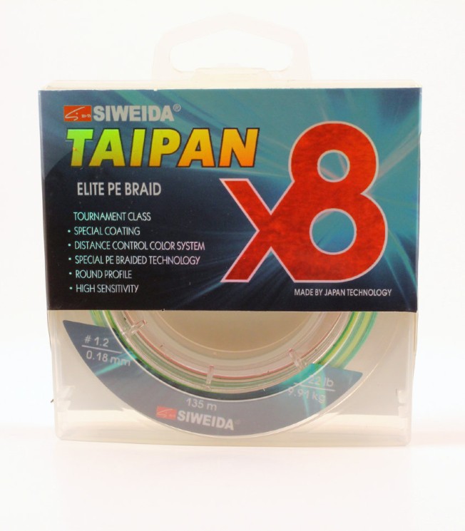 Леска плетеная Siweida Taipan Elite PE Braid X8 135м 0,18мм (9,91кг) мультиколор