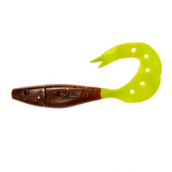 Твистер Helios Kasandra 4"29/10,9см, цвет Rusty Gold & Lime 5 шт HS-34-017