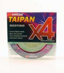 Леска плетеная Siweida Taipan Sensor PE Braid X4 135м 0,23мм (13,60кг) ярко-зеленая