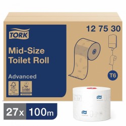 Бумага туалетная 100 м Tork Система Т6 комп. 27 шт. Advanced 2-слойная белая 126135