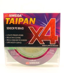 Леска плетеная Siweida Taipan Sensor PE Braid X4 135м 0,28мм (15,90кг) ярко-зеленая