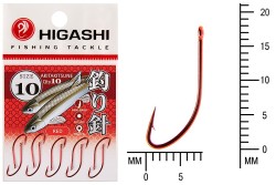 Крючок Higashi Akitakitsune ringed №10 Red (10 шт)