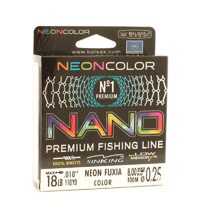 Леска Balsax Nano Neon Fuxia Box 100м 0,25 (8,0кг)
