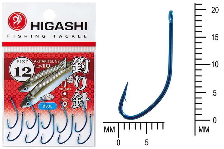 Крючок Higashi Akitakitsune ringed №12 Blue (10 шт)
