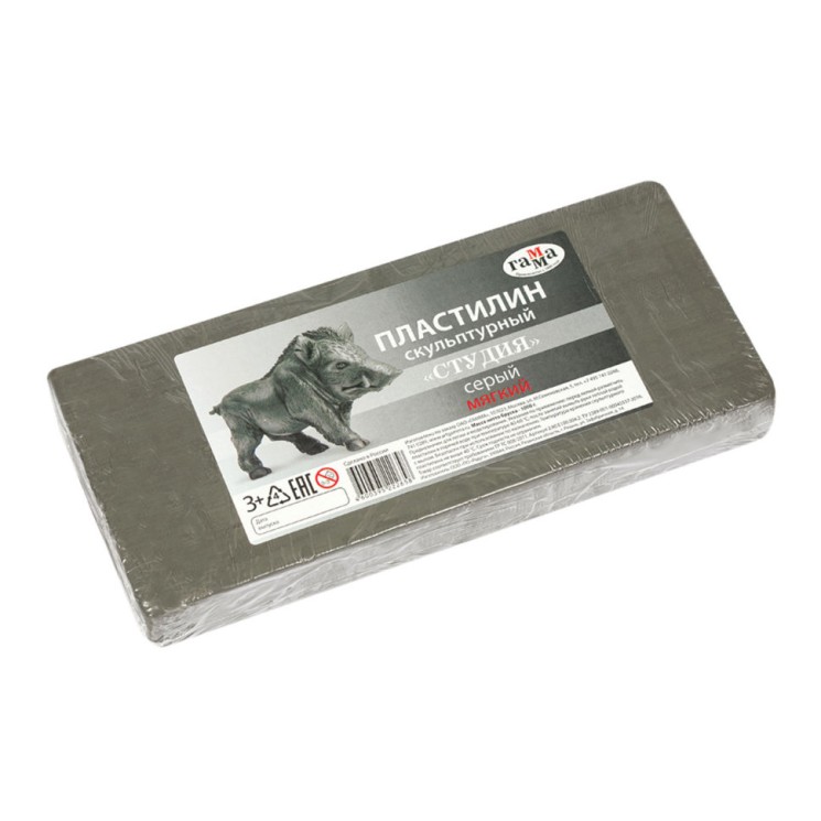 Пластилин скульптурный Гамма Студия серый 1000 г мягкий 2.80.Е100.004.2