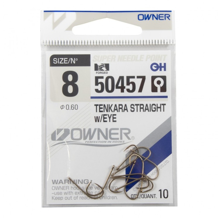 Крючок Owner Tenkara Straight w/eye brown №8 (10 шт)