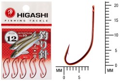 Крючок Higashi Akitakitsune ringed №12 Red (10 шт)