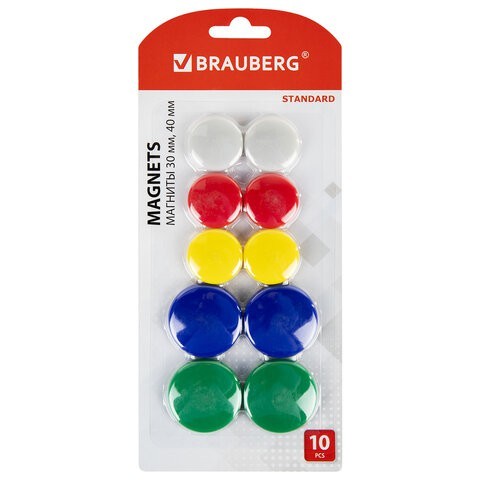 Магниты для доски Brauberg Standard 30 мм 6 шт, 40 мм 4 шт 237471