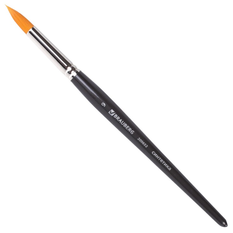 Кисть художественная Brauberg Art Classic синтетика жесткая, круглая, № 9, короткая ручка 200652