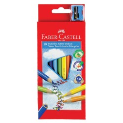 Карандаши цветные утолщенные трехгранные Faber Castell Jumbo 10 цветов с точилкой 116510