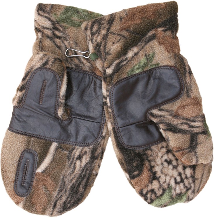 Варежки охотника Polarfleece+кожа (лес) 735-2 ХСН