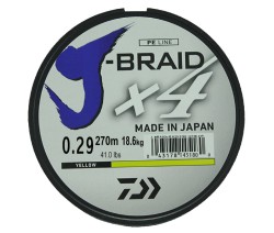 Леска плетеная Daiwa J-Braid X4 270м 0,29мм желтая