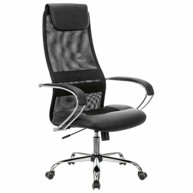 Кресло офисное Brabix Premium Stalker EX-608 CH сетка/ткань/кожзам, черное 532091