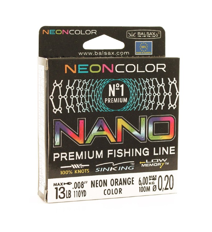 Леска Balsax Nano Neon Orange Box 100м 0,2 (6,0кг)