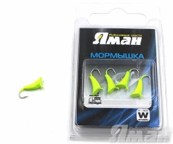 Мормышка вольфрам Яман Blue Fox с ушками, р.4, 0,90 г, цвет лимон (5 шт.) Я-МР208
