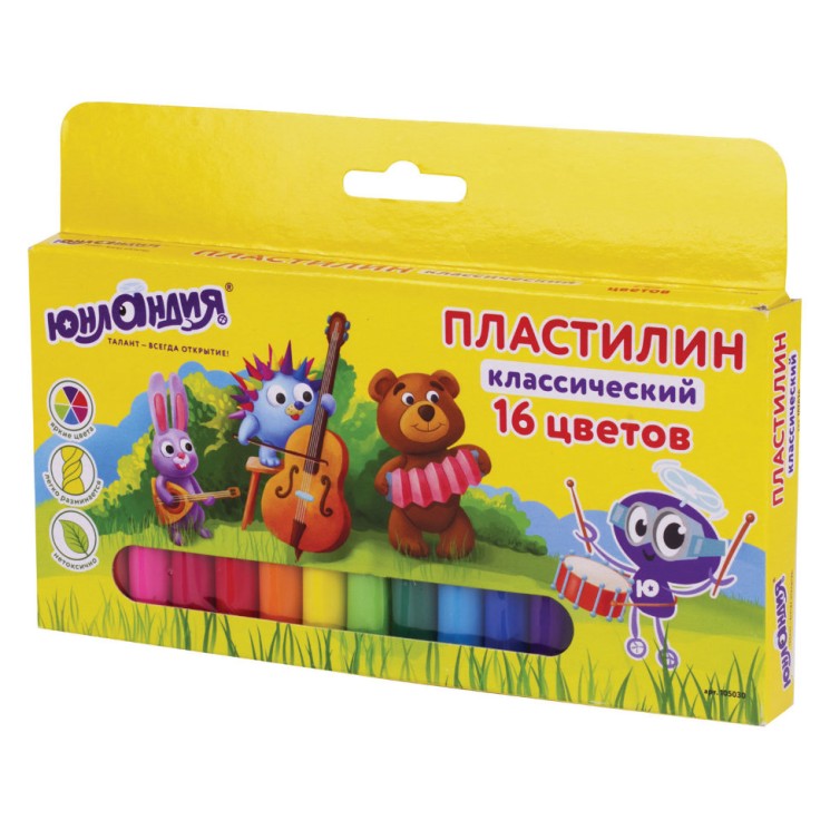 Пластилин классический Юнландия Юнландик-Музыкант 16 цветов 320 г 105030