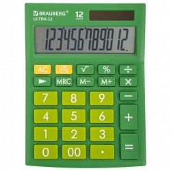 Калькулятор настольный Brauberg Ultra-12-GN (192x143 мм), 12 раз., двойн. пит., зеленый, 250493