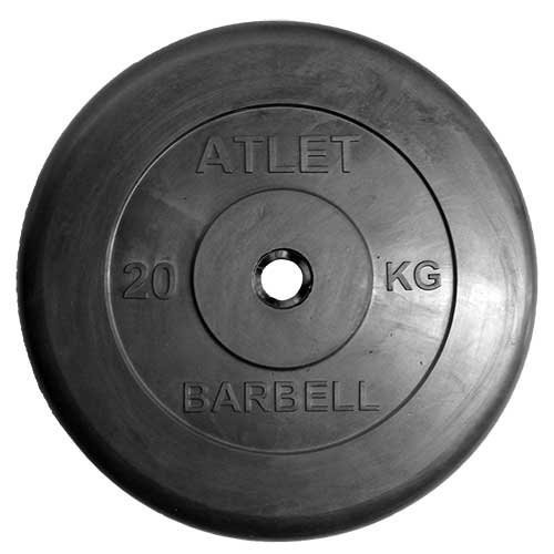 Блин для штанги обрезиненный MB Atlet d-31 20 кг