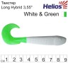 Твистер Helios Long Hybrid 3,55"/9,0 см, цвет White & Green 7 шт HS-15-016