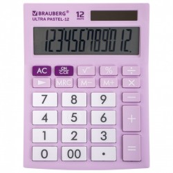 Калькулятор настольный Brauberg Ultra PASTEL-12-PR, 12 раз. двойн. пит., сиреневый, 250505