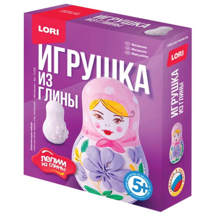 Набор для изготовления игрушки из глины Lori Матрешка Гл-002