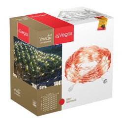 Уличная светодиодная гирлянда (красный свет) Vegas Сеть 144 LED, 1,2х1,5 м, 24V 55033