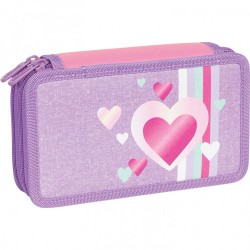 Пенал Tiger Family с наполнением, 3 отделения, 29 предм, Sweet Love (Purple), 19х11х7 см, 270236
