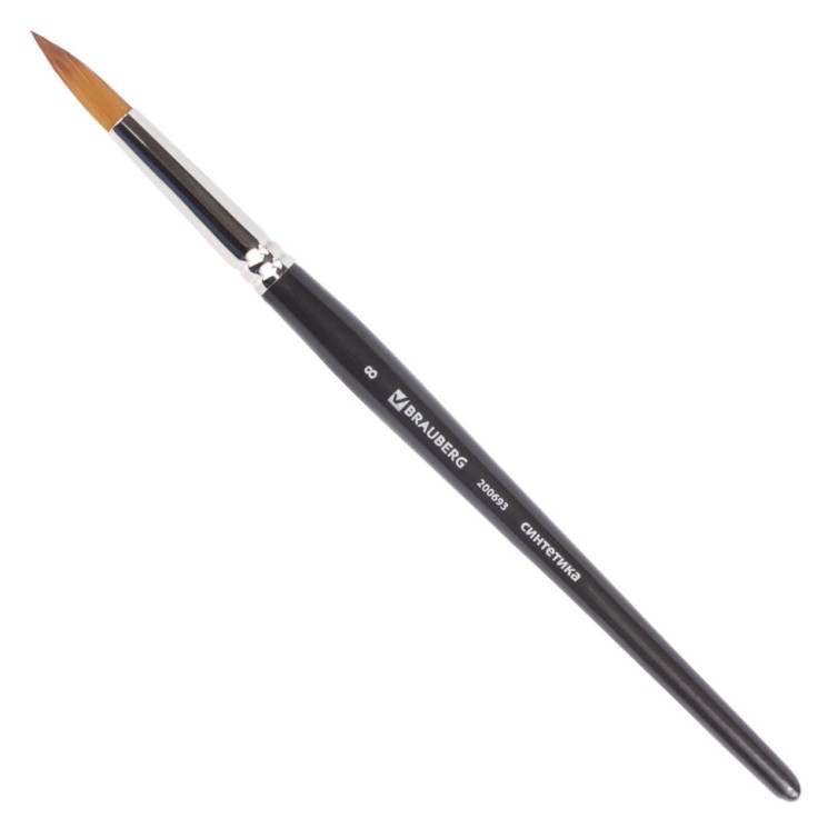Кисть художественная Brauberg Art Classic синтетика мягкая, круглая, № 8, короткая ручка 200693