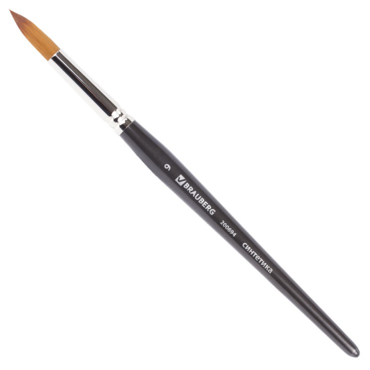 Кисть художественная Brauberg Art Classic синтетика мягкая, круглая, № 9, короткая ручка 200694