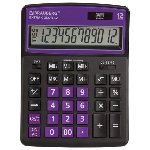 Калькулятор настольный Brauberg Extra Color-12-BKPR 12 разрядов 250480