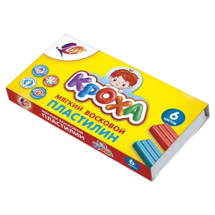 Пластилин мягкий Луч Кроха 6 цветов 90 г со стеком 12С 863-08